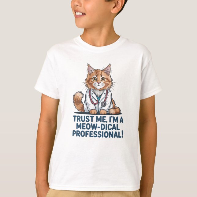 Camiseta Cute Funny Cat Medical Pun Illustration (Anverso)