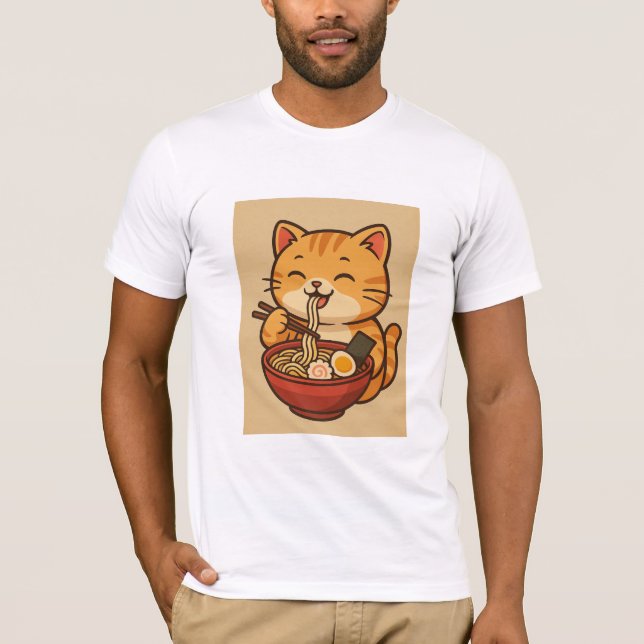 Camiseta Cute Funny Cat Ramen | Graphic Tee (Anverso)