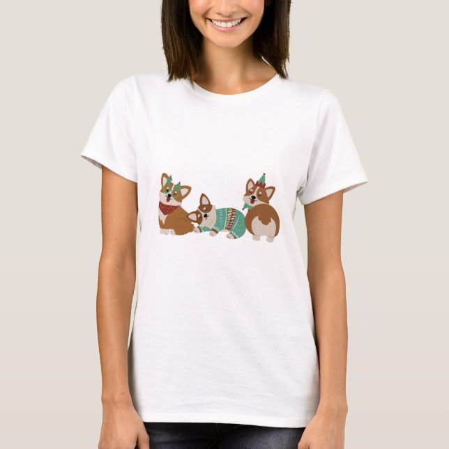 Camiseta  Cute Funny Corgi Dogs Christmas 2025 (Anverso)