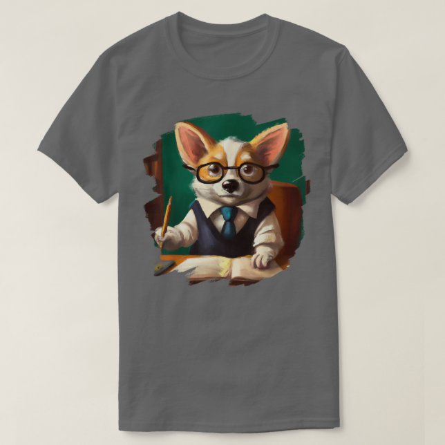 Camiseta Cute Funny Corgi Teacher Professor School Dog  (Diseño del anverso)