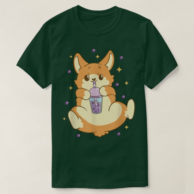 Camiseta Cute Funny Fox Drinking Boba Tea Bubbles Anime  (Diseño del anverso)