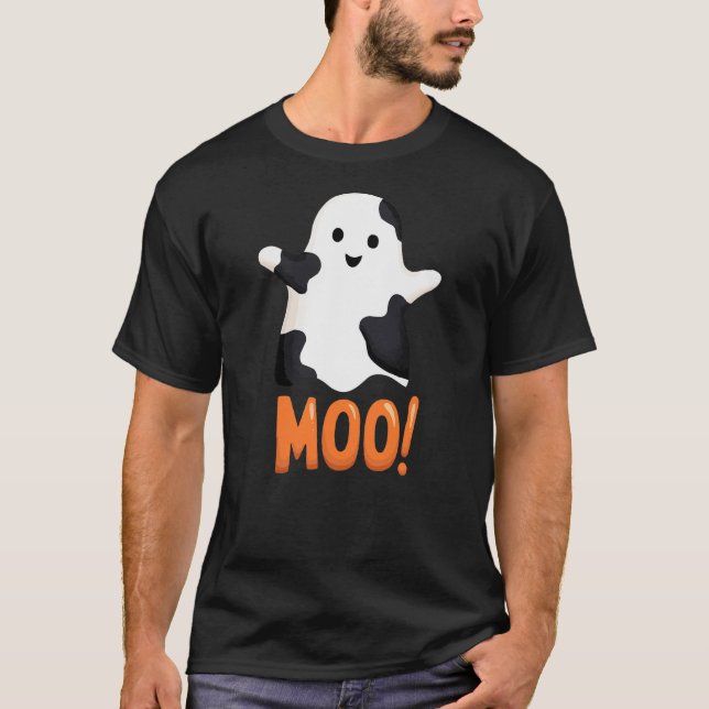 Camiseta Cute Funny Ghost Cow Moo I mean Boo Halloween Cost (Anverso)