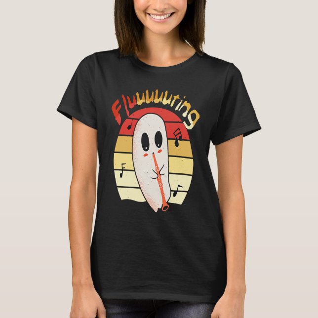Camiseta Cute & Funny Halloween Ghost Flute & Fluting  4 (Anverso)