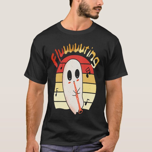 Camiseta Cute & Funny Halloween Ghost Flute & Fluting  4 (Anverso)