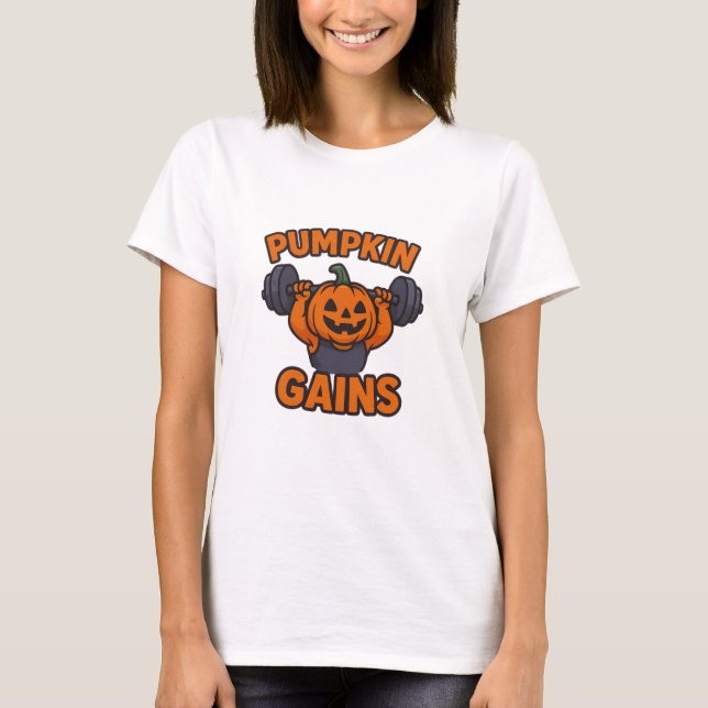 Camiseta Cute & Funny Halloween Gym Pumpkin Tee (Anverso)