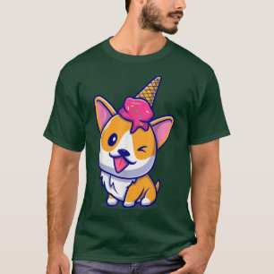 Camiseta Cute Funny Kawaii Ice Cream Cone Corgi Puppy Dog A
