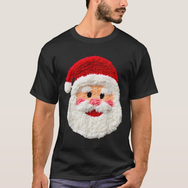 Camiseta Cute Funny Preppy Faux Yarn Santa Claus Face Merry (Anverso)