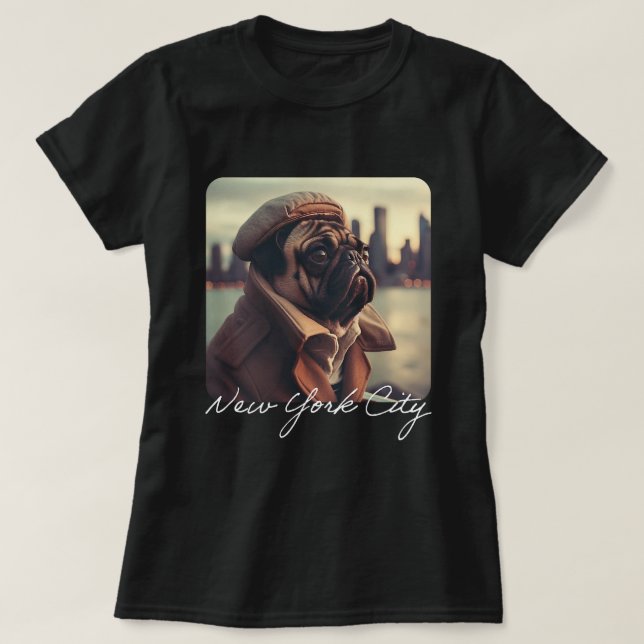 Camiseta Cute Funny Pug Photo New York City Travel (Diseño del anverso)