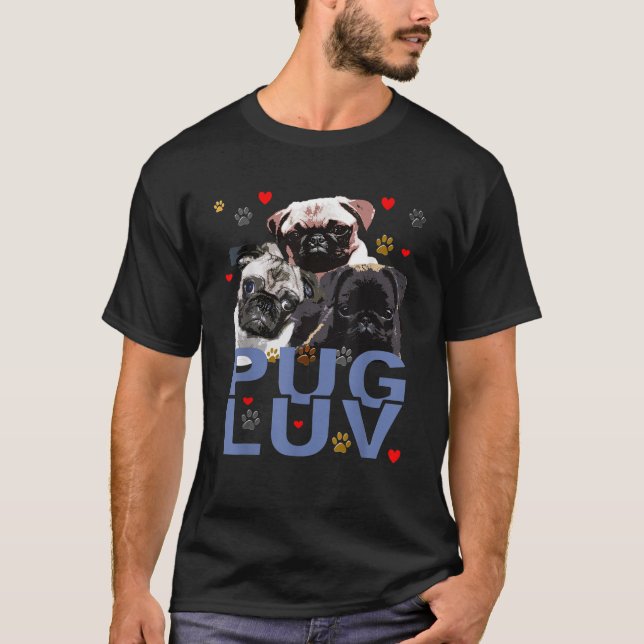 Camiseta CUTE FUNNY PUG PUG PUG LUV T SHIRT ART T Shi (Anverso)