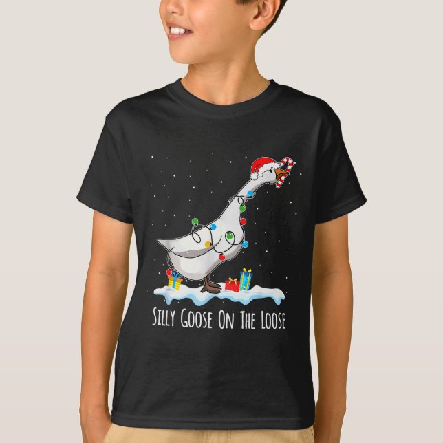 Camiseta Cute Funny Santa Duck Silly Goose On The Loose Chr (Anverso)