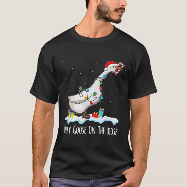 Camiseta Cute Funny Santa Duck Silly Goose On The Loose Chr (Anverso)