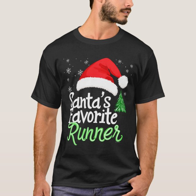 Camiseta Cute Funny Santa's Favorite Runner Christmas Run H (Anverso)