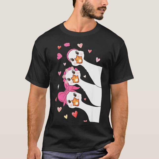 Camiseta Cute Funny Valentine Silly Gooses Heart Love Match (Anverso)