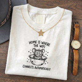 Camiseta Cute Funny Wifi Home Ratón T-Shirt