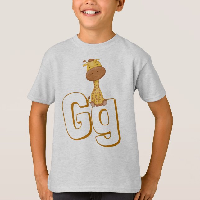 Camiseta Cute G Para Giraffe - Niños ABCD Alfabeto Inglés (Anverso)