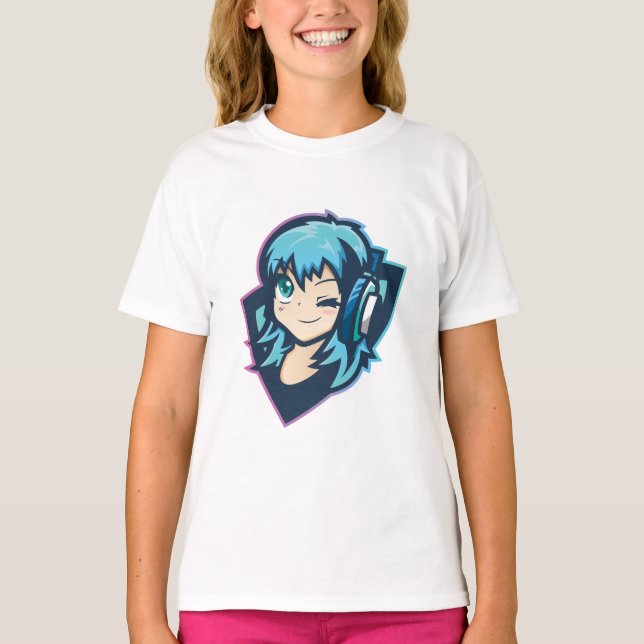 Camiseta Cute Gamer Anime Girl Music (Anverso)