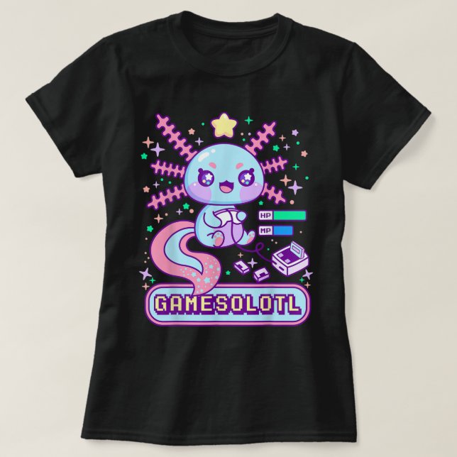 Camiseta Cute Gamer Axolotl Kawaii Design (Diseño del anverso)