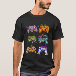 Camiseta Cute Gamer Halloween Game Controller Skeleton Zomb