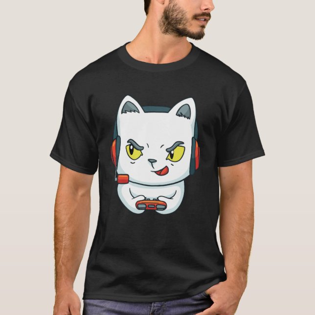 Camiseta Cute Gaming Cat Video Game (Anverso)