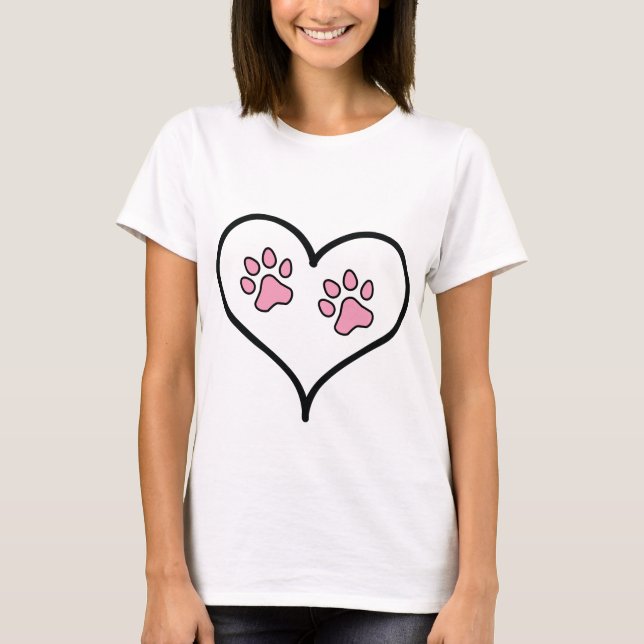 Camiseta Cute garras rosadas en el corazón (Anverso)