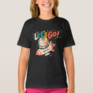 Camiseta Cute gato astronauta montando cohete en el espacio