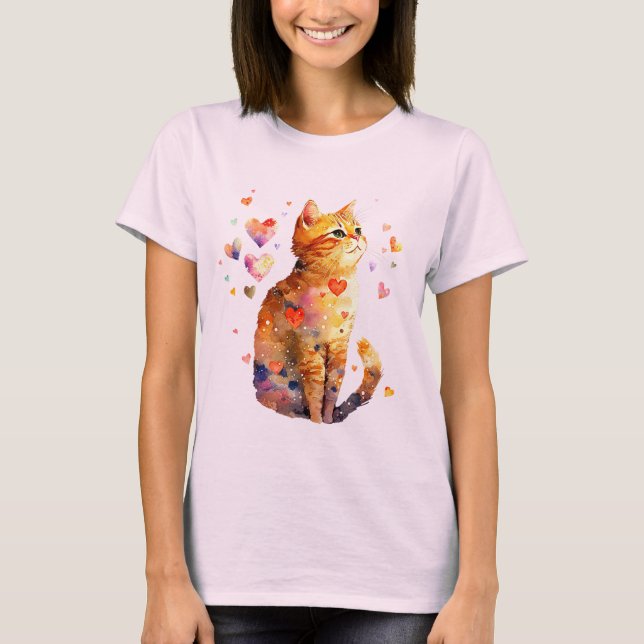 Camiseta Cute gato de tabla con corazón (Anverso)