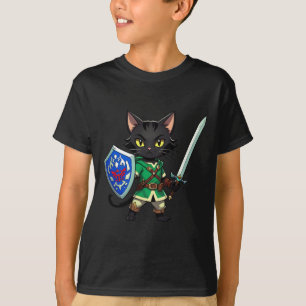 Camiseta Cute gato negro como personaje de videojuego retro