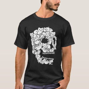 Camiseta Cute gato negro cráneo Kitty Skeleton Scary Hallow