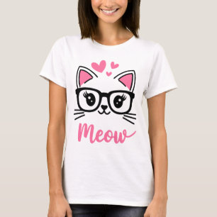 Camiseta Cute Gato Nerdy - Meow Design Funny cat