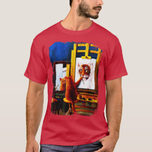 Camiseta Cute gato Pintar León Animales Artísticos Amante G