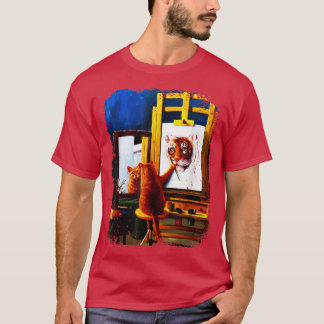 Camiseta Cute gato Pintar León Animales Artísticos Amante G