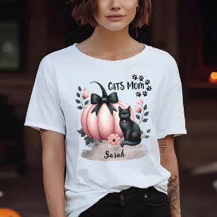 Camiseta Cute gatos mamá Halloween rosa personalizado