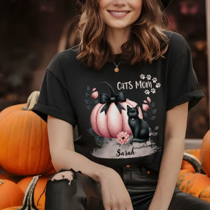 Camiseta Cute gatos mamá Halloween rosa personalizado