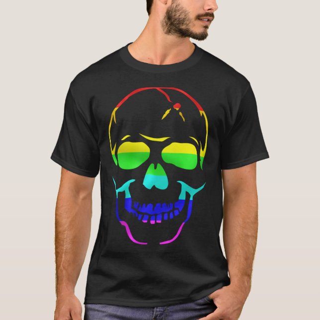 Camiseta Cute Gay Pride Rainbow Flag Sugar Skull (Anverso)