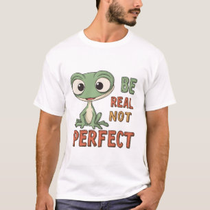Camiseta Cute Gecko "Be Real Not Perfect" Inspirador Quo