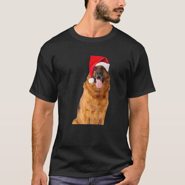 Camiseta Cute German Shepherd Santa Hat Image Funny Christm (Anverso)
