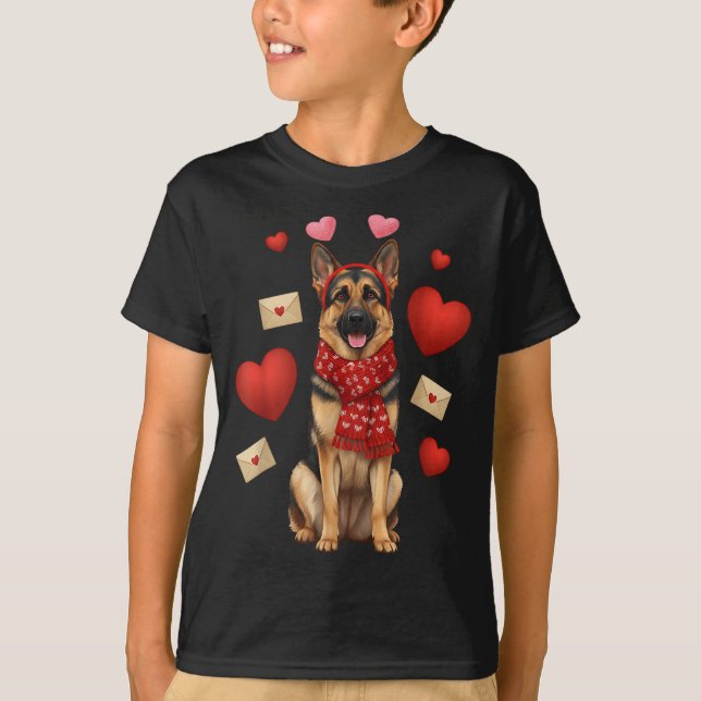 Camiseta Cute German Shepherd Valentine’s Day Dog Mom - Ger (Anverso)