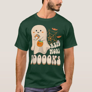 Camiseta Cute Ghost Book Reading Halloween Boo Men Women Te