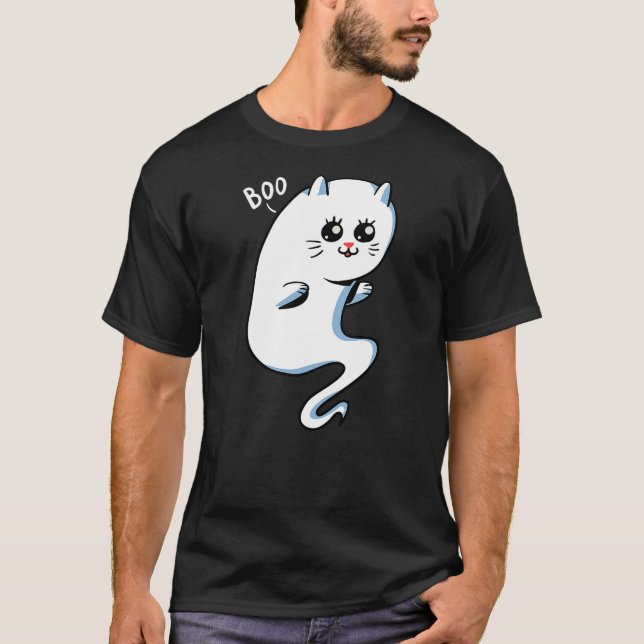 Camiseta Cute Ghost Cat - BOO Kitty Cat Halloween Shirt (Anverso)