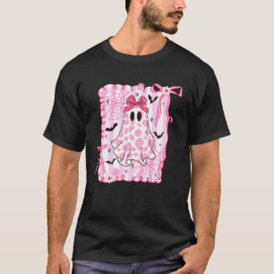 Camiseta Cute Ghost Coqueta Lazo Rosa Impresión Vaca Hallow