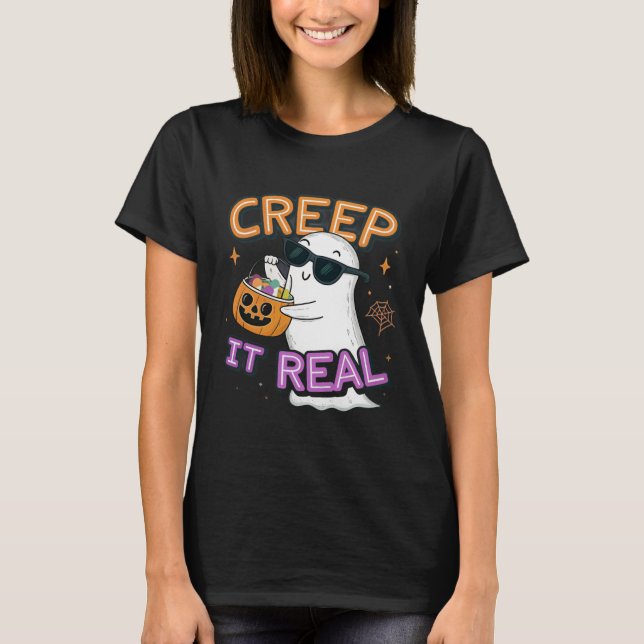 Camiseta Cute Ghost “Creep It Real” – Funny Halloween Pun D (Anverso)