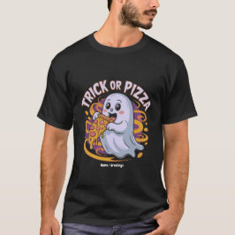 Camiseta Cute Ghost Eating Pizza Fun Creepy Trick or Pizza