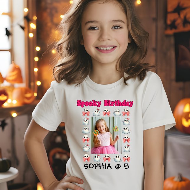 Camiseta Cute Ghost Halloween Photo Kids Cumpleaños (Subido por el creador)