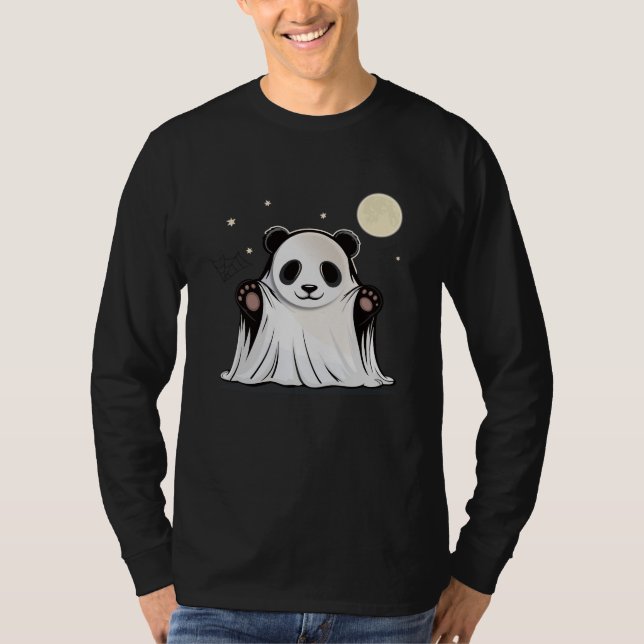 Camiseta Cute Ghost Panda Bajo la Luna  (Anverso)