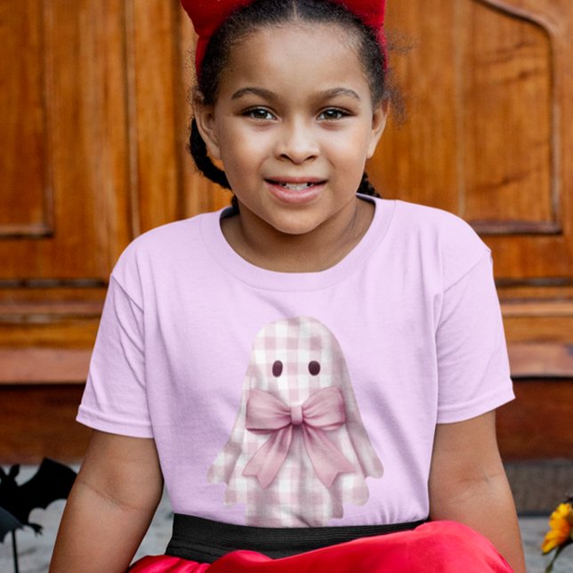 Camiseta Cute Ghost Pink Gingham (Subido por el creador)