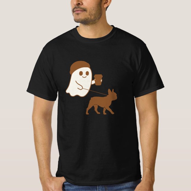 Camiseta Cute Ghost Walking Frenchie (Anverso)