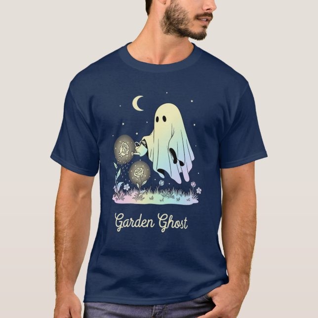 Camiseta Cute Ghost Watering Magical Flowers T-shirt (Anverso)