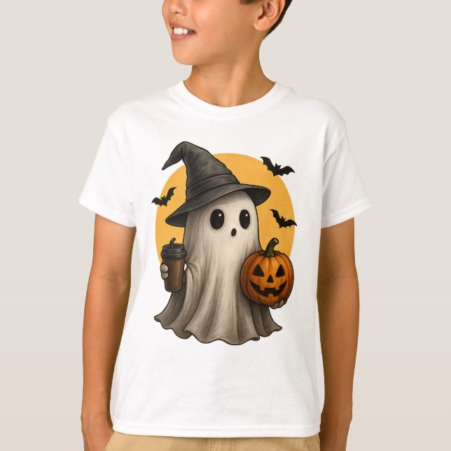 Camiseta Cute Ghost with Pumpkin Halloween T-Shirt 👻 (Anverso)