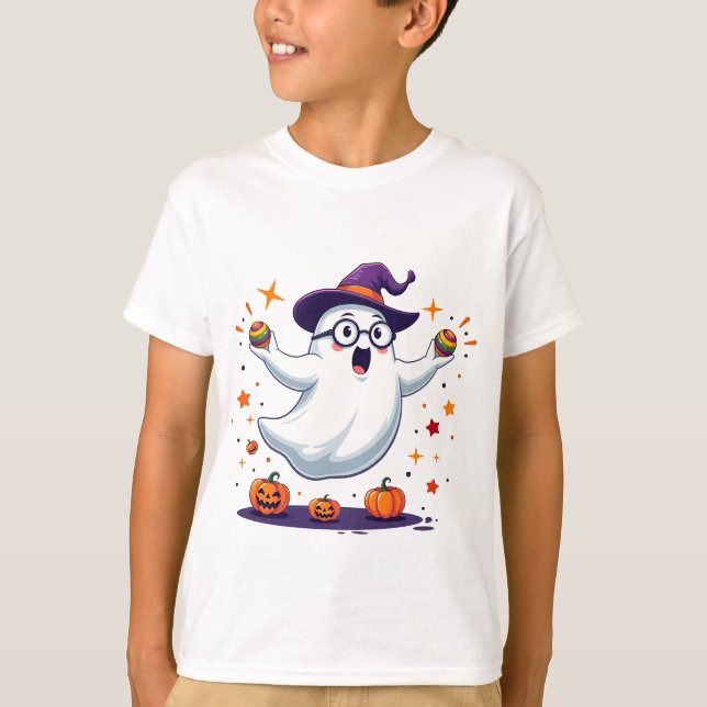 Camiseta Cute Ghost with Pumpkins Halloween (Anverso)