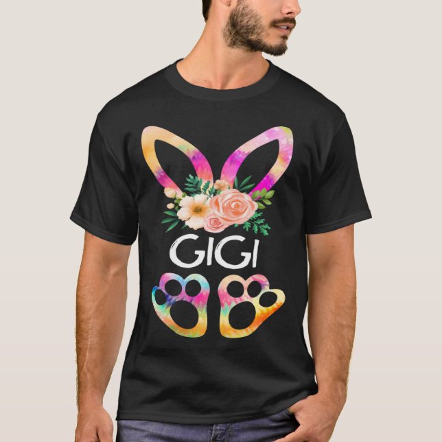 Camiseta Cute Gigi Bunny Tie Dye Imprimir Familia Pascua Dí (Anverso)